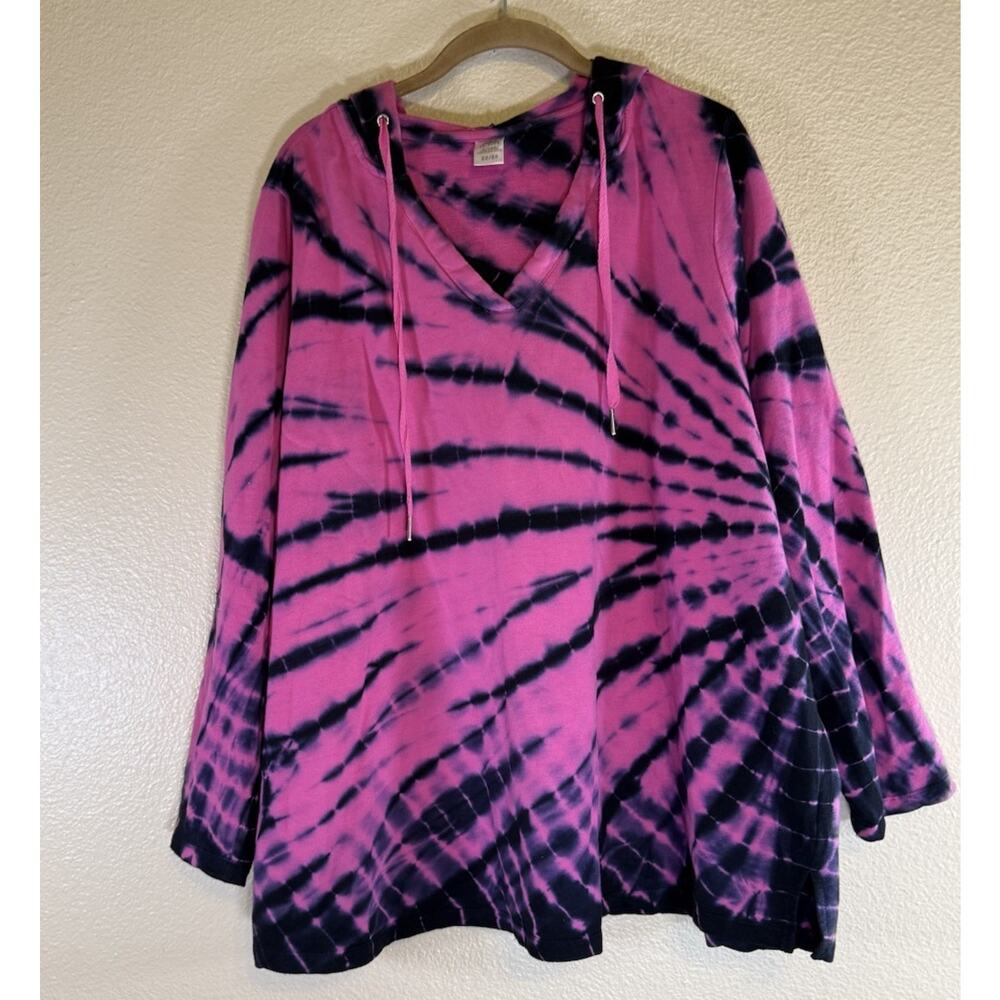 Avenue Leisure Plus 22/24 Tie Dye Tunic Hoodie Top Womens